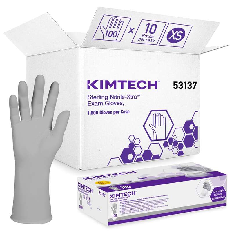 Sterling Powder-Free Nitrile Exam Gloves, X-Small, 12", 100 per Package